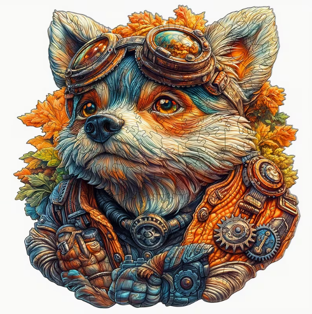 Steampunk Dog Wooden Puzzle - Wall Art