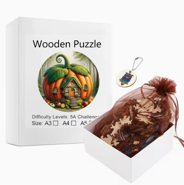 Pumpkin House Wooden Puzzle - Wall Art