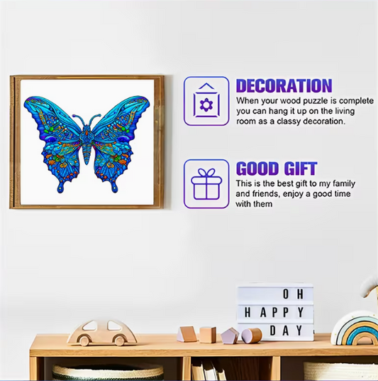 Vibrant Butterfly Wooden Puzzle - Wall Art