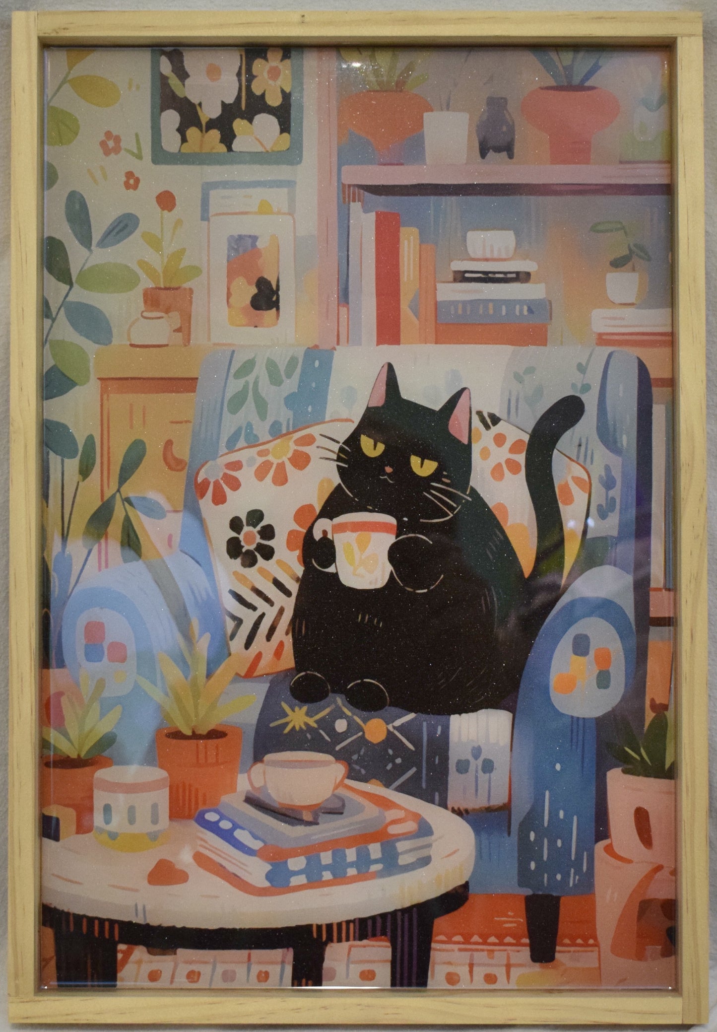 Coffee Cat - Artistic Resin finish - Framed Art Print