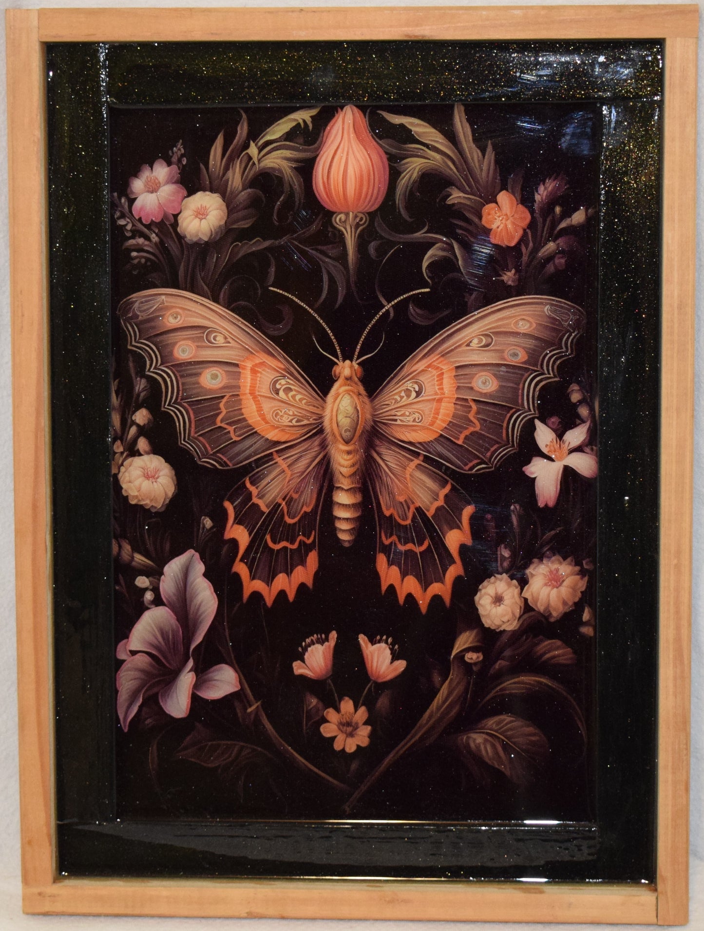 *Vintage Butterfly canvas print - with Artistic Resin finish - Framed Wall Art