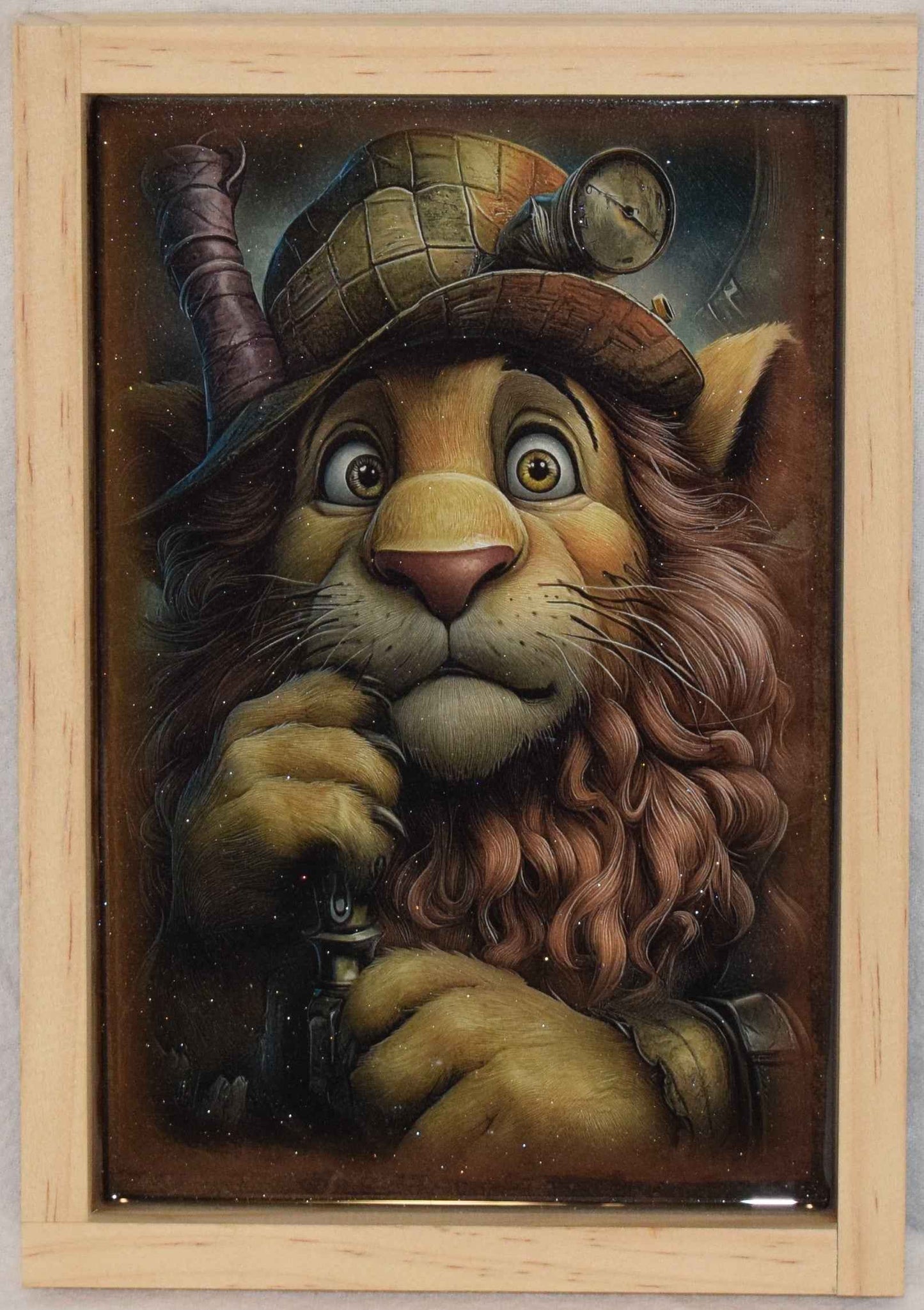 Wizard of Oz print - Cowardly Lion with Artistic Resin finish Framed Wall Art