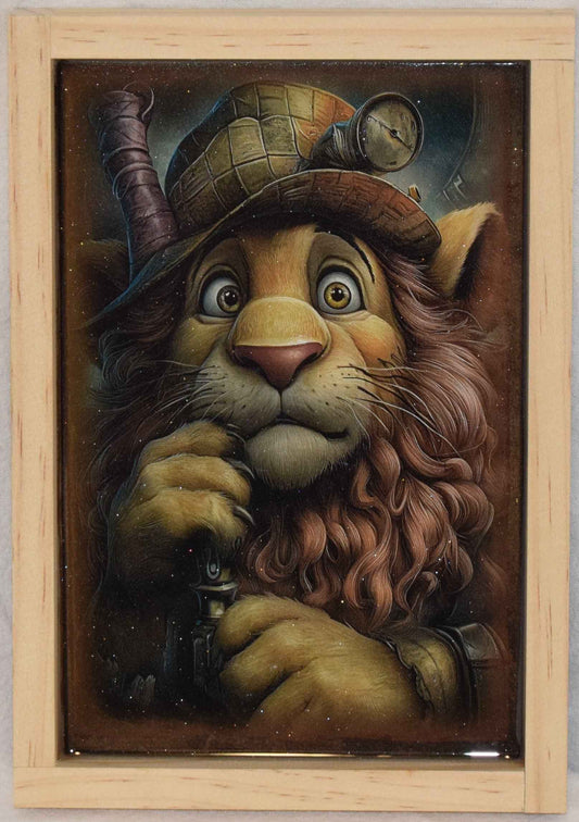 Wizard of Oz print - Cowardly Lion with Artistic Resin finish Framed Wall Art