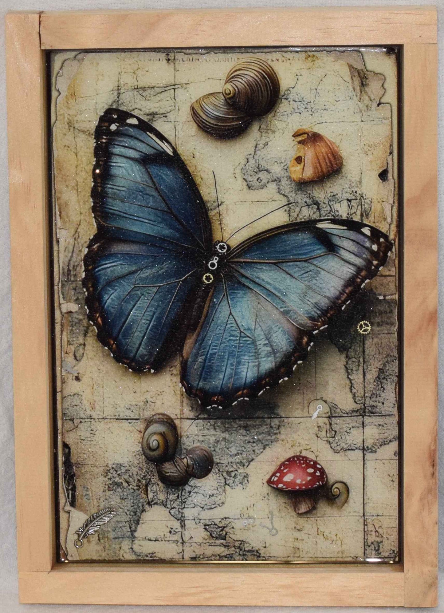 Vivid Blue Butterfly - with Artistic Resin finish Framed Wall Art