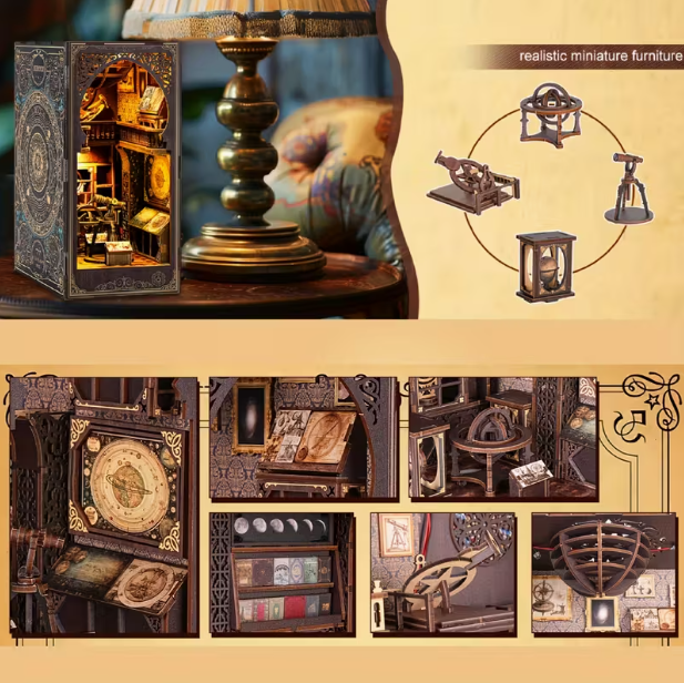 Miniature World of the Astronomy Museum - Book Nook DIY Kit with Touch sensitive Lights