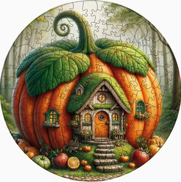 Pumpkin House Wooden Puzzle - Wall Art