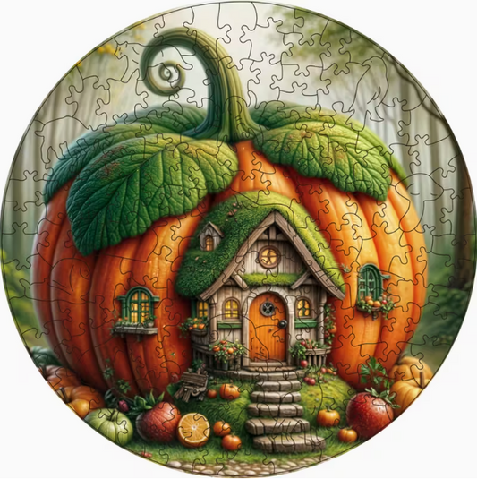 Pumpkin House Wooden Puzzle - Wall Art