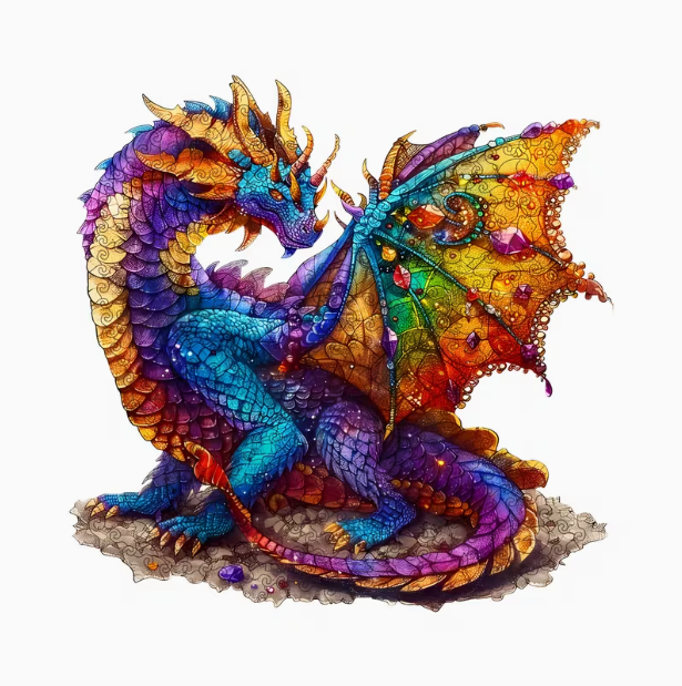 Magical Gemstone Dragon Wooden Puzzle - Wall Art