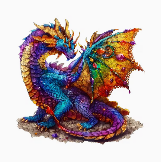 Magical Gemstone Dragon Wooden Puzzle - Wall Art