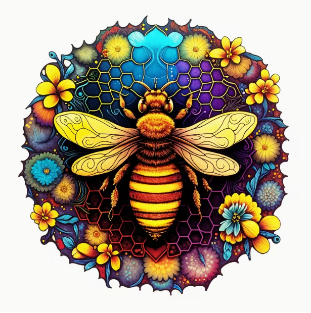 Floral Bee Wooden Puzzle - Wall Art