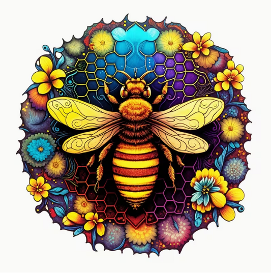 Floral Bee Wooden Puzzle - Wall Art