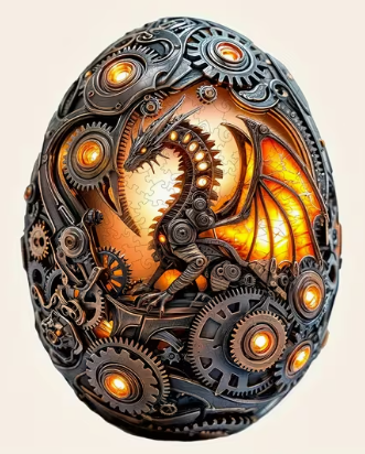 *Mechanical Dragon Egg Wooden Puzzle - Wall Art