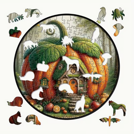 Pumpkin House Wooden Puzzle - Wall Art