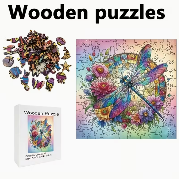 Dragonfly Stained Glass Wooden Puzzle - Wall Art