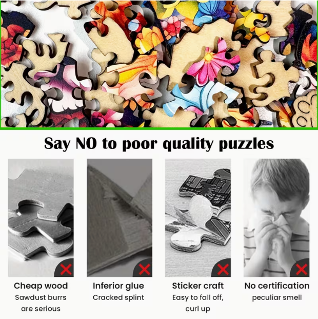 Castle with Hot Air Ballons Wooden Puzzle - Wall Art