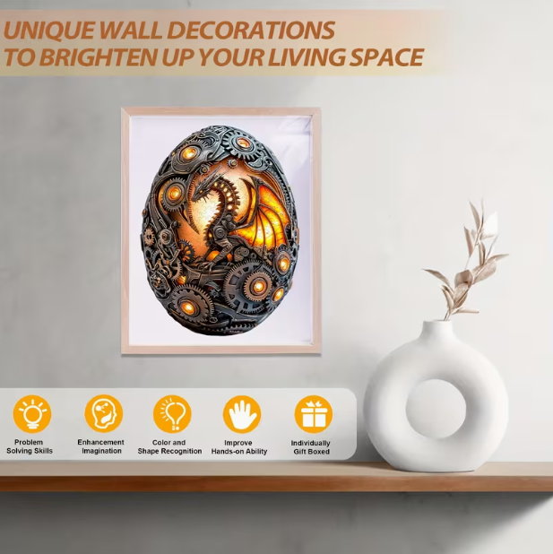 *Mechanical Dragon Egg Wooden Puzzle - Wall Art