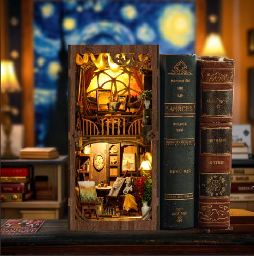 World within the Frame - Miniature World of the Vintage Artists Studio - Book Nook DIY Kit with Touch sensitive Lights