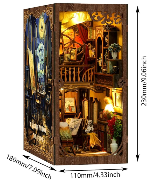 World within the Frame - Miniature World of the Vintage Artists Studio - Book Nook DIY Kit with Touch sensitive Lights