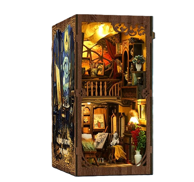 World within the Frame - Miniature World of the Vintage Artists Studio - Book Nook DIY Kit with Touch sensitive Lights