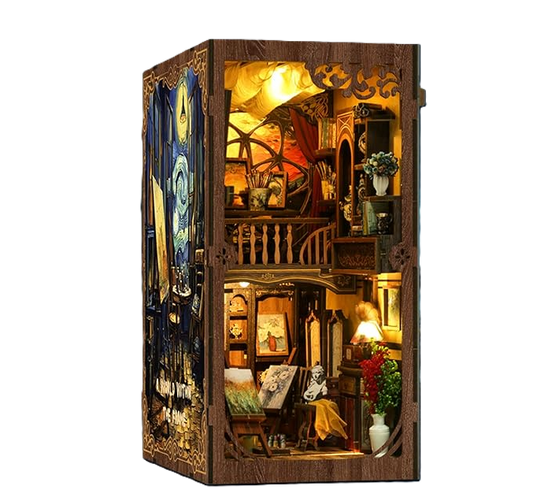 World within the Frame - Miniature World of the Vintage Artists Studio - Book Nook DIY Kit with Touch sensitive Lights